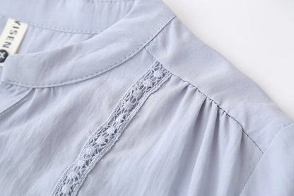 Slimming Short Sleeve Shirt for plus Size Women Stylish French Style Loose Fit Summer Top Single Button Closure Regular Length