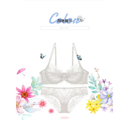 Delicate French Lace Bra Set, Sheer Minimiser Underwire for Lift, Elegant & Breathable Lingerie Large Bust MOYISU Sexy Panty Set