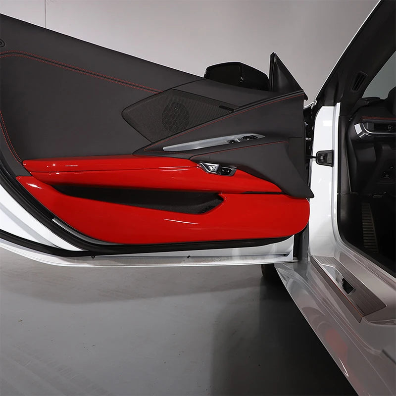 ABS Red For Chevrolet Corvette C8 Stingray Z51 Z06 2020-2023 Car Door Anti-kick Panel Cover Trim Sticker Car Accessories
