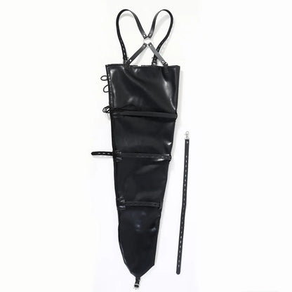 BDSM PU Leather Mermaid Restraint Sack Full Body Bondage Bag for Women Men Slave Immobilization Fetish Gear Adult Sex Toys