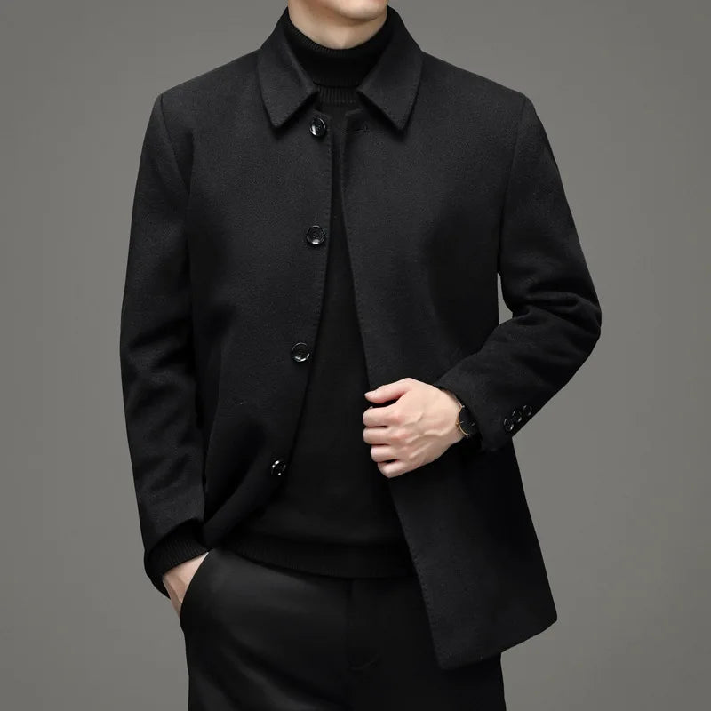 QYLVAWOY Men's Wool and Trench Coats Cashmere Jackets Lapel Man Jacket Coat Autumn Winter Clothes for Man Luxury Business Casual