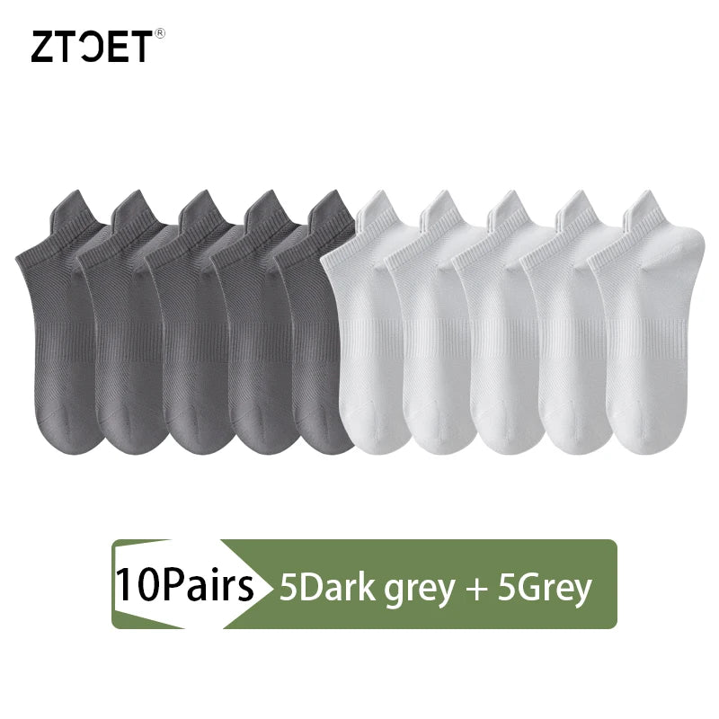 10Pairs Men Combed Cotton Socks Mesh Antibacterial Breathable Fashion Black High Quality Man Sock New For Male Size EU38-45
