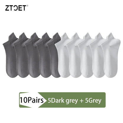 10Pairs Men Combed Cotton Socks Mesh Antibacterial Breathable Fashion Black High Quality Man Sock New For Male Size EU38-45