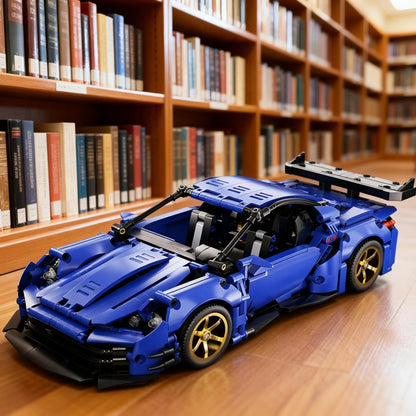 Blue sports car building block model set, adult collectible model, suitable for birthday gifts, Christmas, Halloween, gifts