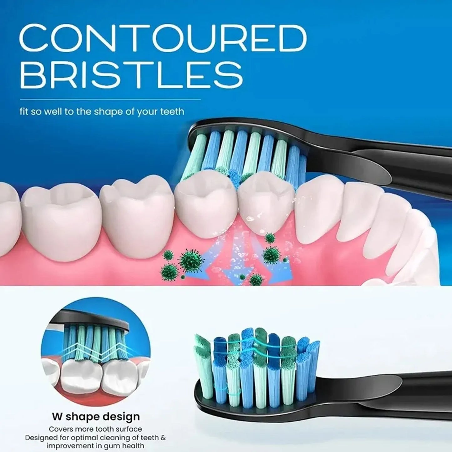 4 Pcs Electric Toothbrush Heads Compatible with Fairywill D7/D8/FW507/FW508/FW551/917/959/SG-E9 Moderately Soft Bristles Brush