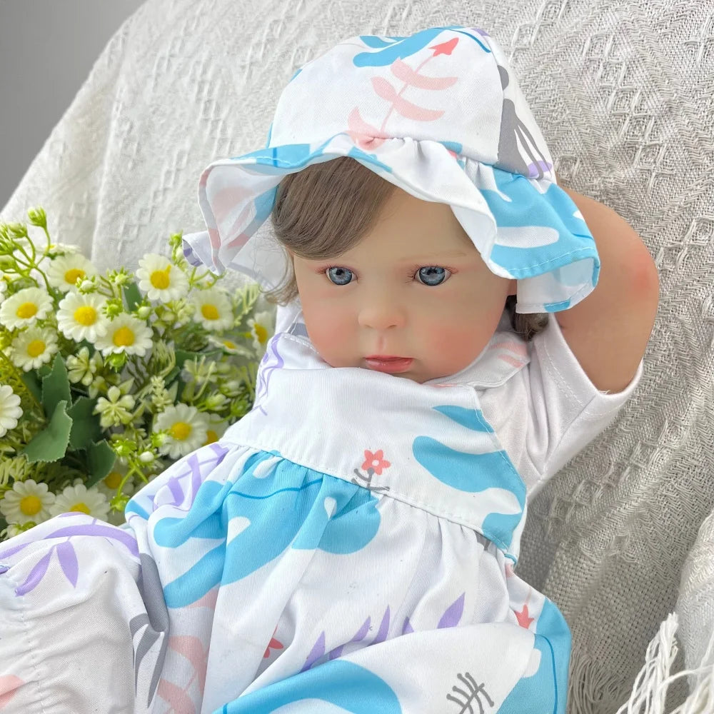 BZDOLL 48 CM 19 Inch Lifelike Reborn Doll for Girls with 3D-Skin Vinyl Limbs And Soft Cloth Body Realistic Doll Collectible Toy