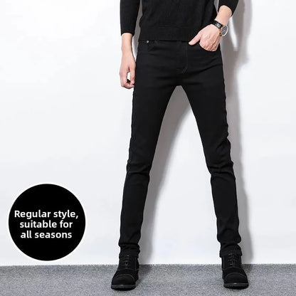 Men's Woolen Straight Leg Thickened Casual Trousers Fashionable Autumn Winter Style mid Waist Pure Color Anti-Wrinkle