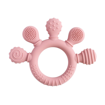Colorful 5-Finger Silicone Teething Ring – Multi-Directional Bite, BPA-Free, Easy to Clean, Shape & Color Cognition Gift