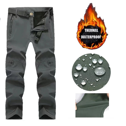 Men's Tactical Softshell Pants Fleece Autumn Winter Cargo Trousers Military Combat Hiking Camping Climbing Casual Sportswear