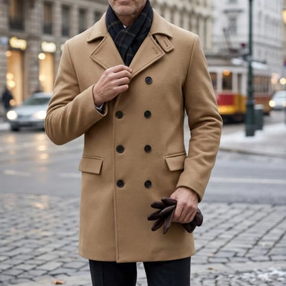 New Men's Trench Coat Double Breasted Winter Jacket Business Casual Men's Long Knee-length Jacket Street Wear Male Coats