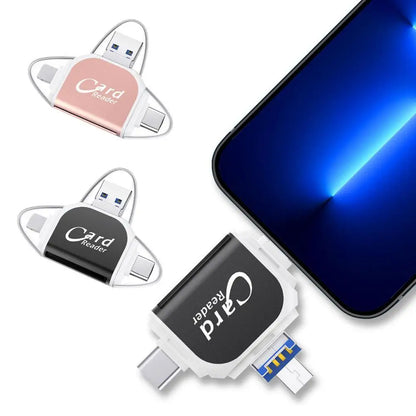Multi-Port 4 In 1 Universal SD TF Card Reader USB Type C Hub Adapter To View Camera Photos For iPhone Pro