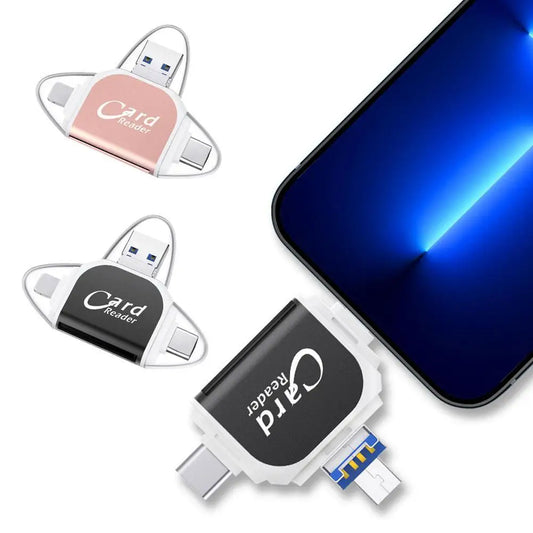 Multi-Port 4 In 1 Universal SD TF Card Reader USB Type C Hub Adapter To View Camera Photos For iPhone Pro