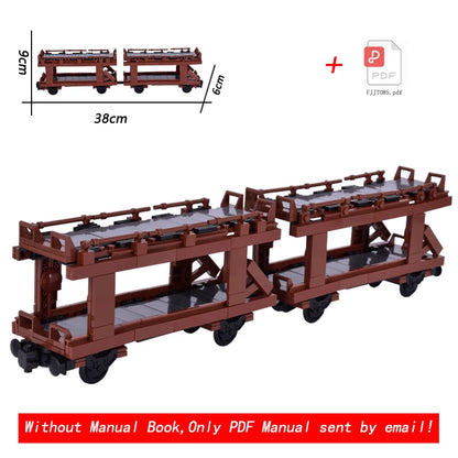26cm Retro Double-Deck Passenger Train Car Building Blocks Model Green Gray Classic Train Display Toy for Hobbyists