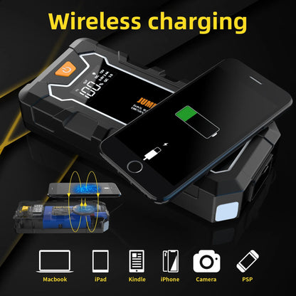 SUKIN 12V 4000A Large Capacity Car Jump Starter Power Bank Equipped With LED Light And USB Port for Phone Wireless Charging