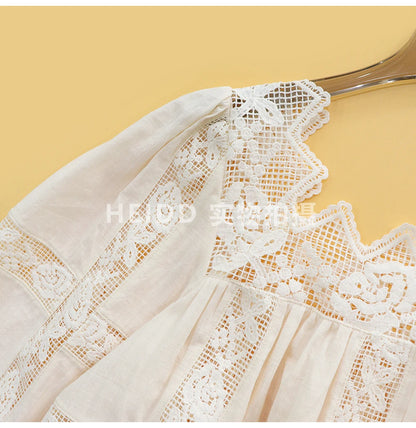 HEIDD Gentle Wave Collar Embroidered Heavy Work Loose Shirt Women's Spring 2026 Breathable Long Sleeve Cotton Gentle Style