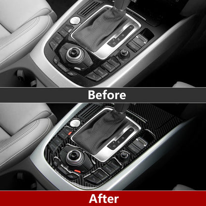 Car Center Console Gear Shift Panel Set, For Audi A4 S4 RS4 A5 S5 RS5 (2007-2016) Carbon Fiber Interior Sticker Trim Accessories