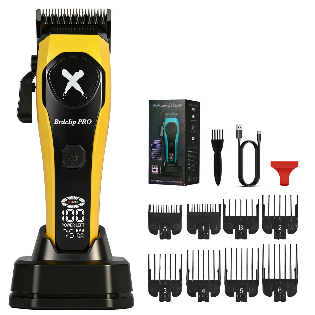 BRDCLIP Professional 7500RPM Barber Hair Clipper Set DLC Blade Base Charger 2-Speed Hair Trimmer Salon Use for Men Shaver