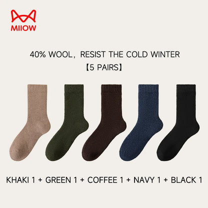 MiiOW Merino Wool Socks Thicken Thermal Winter Cushioned Heated Cold Resistant Cashmere Crew Sock Men Sheep Snow Warm Towel Sock