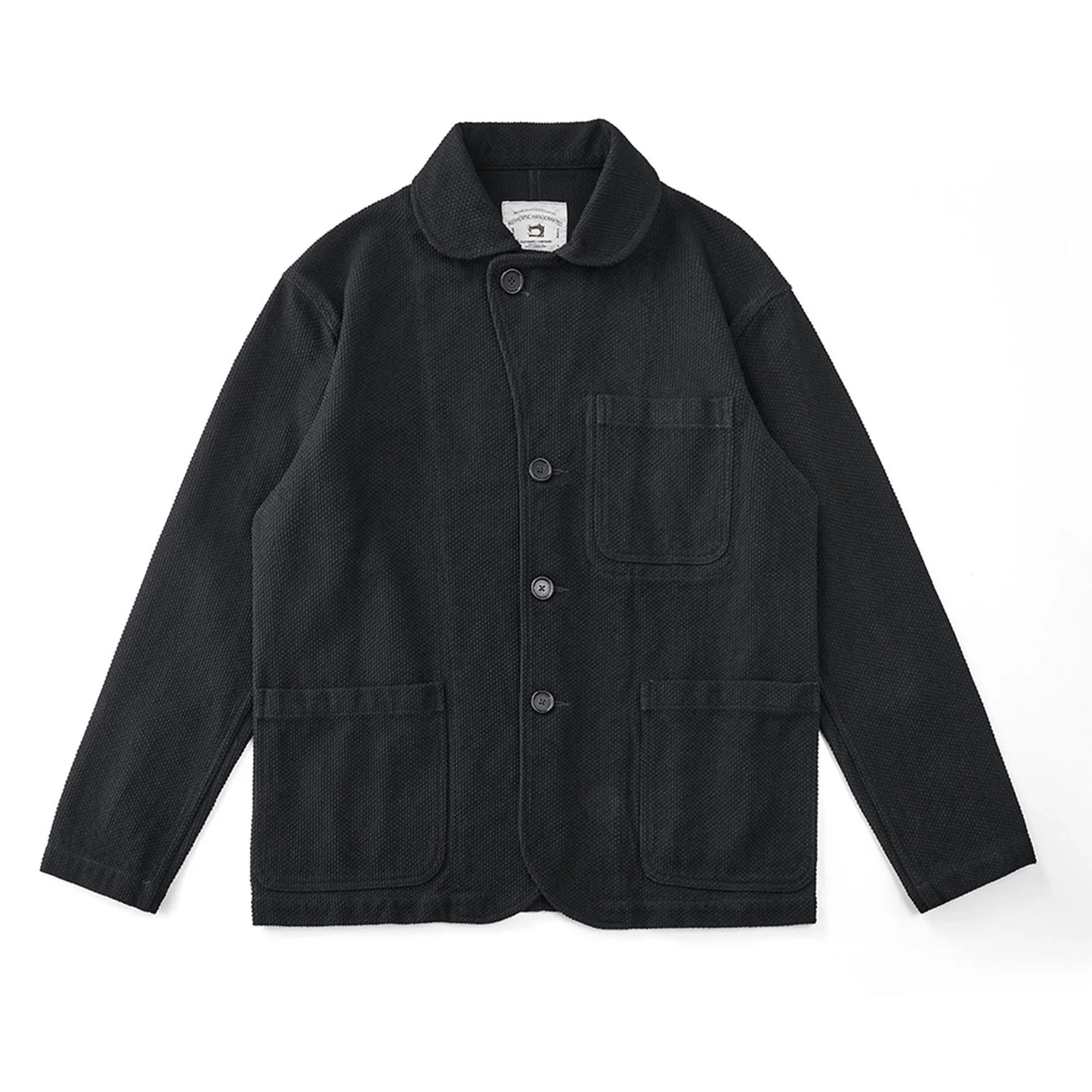 New Autumn And Winter Plant Dyed 600g Cotton Sashiko Fabric Retro Loose Washed Color-Woven Ink-Dyed Suit Jacket