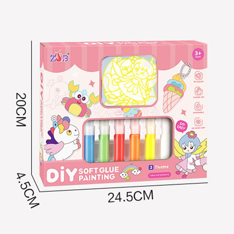 DIY Handmade Crystal Paint Arts and Craft Kit for Kids, Girls Graffiti Coloring Gift No-bake Educational Art Kits for Boys Girls