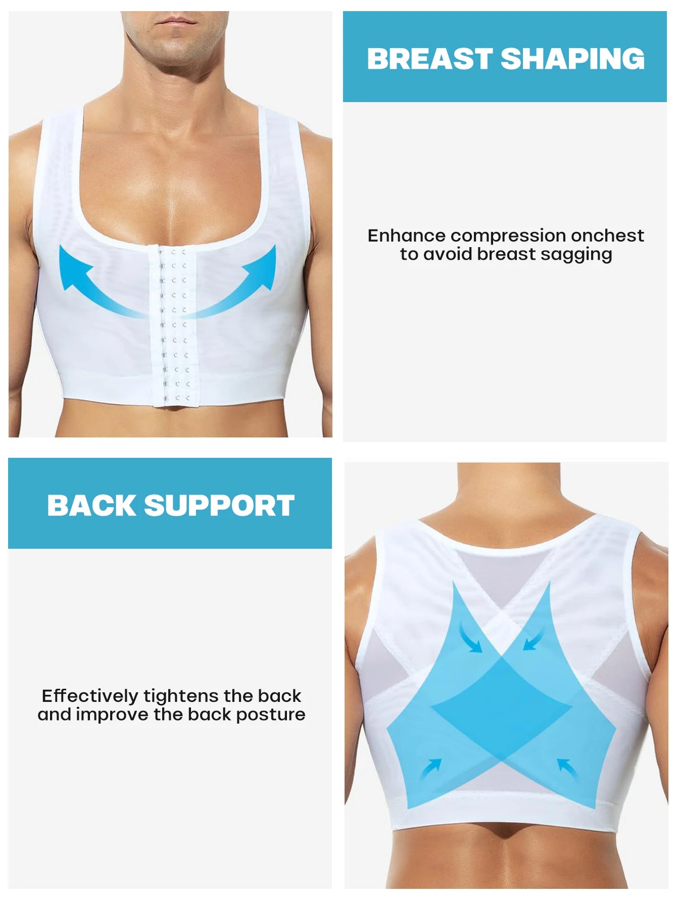 Men Compression Liposuction Post Surgery Shapewear Garment Top Body Cinching Zipper Vest Tummy Tuck Vest