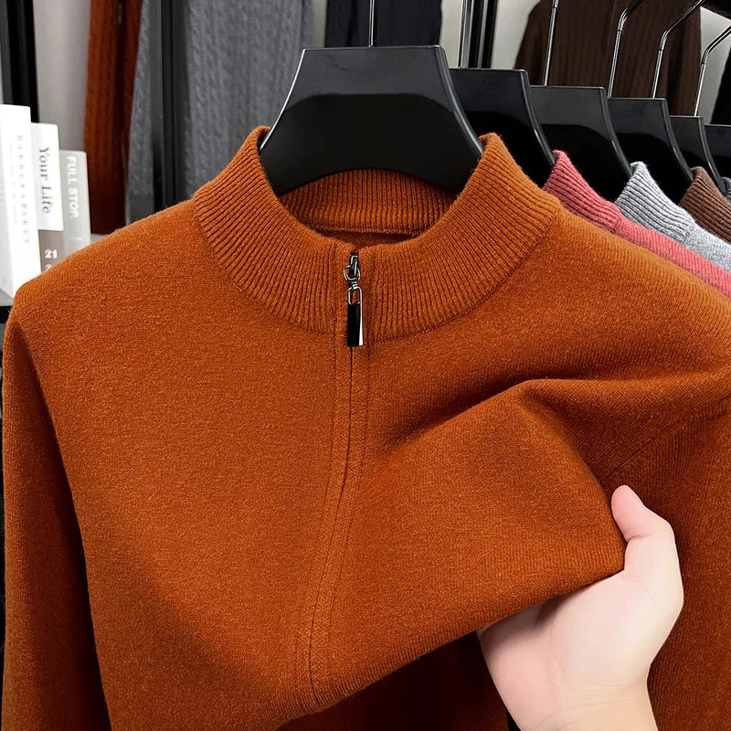 Light Luxury 2025 Knitted Cardigan Men's Winter New Trend Warm Sweater Jacket with Wool Sweater Zipper Sweatshirt