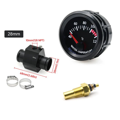 52MM Water Temperature / Oil Temp 12V Car Gauge + 26MM-40MM Adapter With Temp Sensor Collocation Car Accessories For All Vehicle