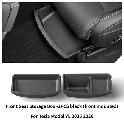 Under Seat Storage Box For Tesla Model YL 2025-2026 TPE Drawer Front Under Seat Organizer Trash Can Car Interior Accessories ﻿