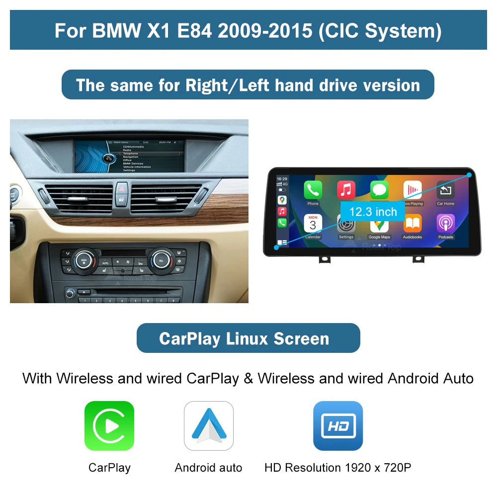 1920*720 Linux Touch Screen Wireless Carplay Android Auto Car Multimedia Player Display For BMW X1 E84 2009-2015 CIC