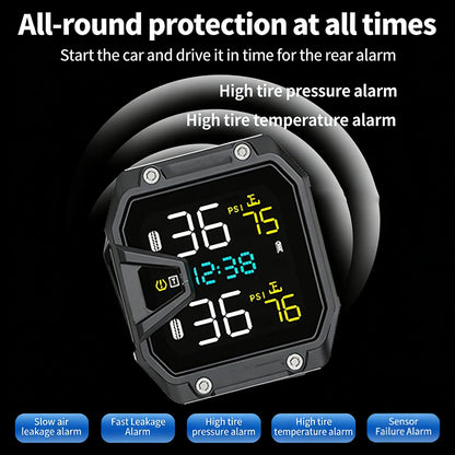Yangood TMPS Motorcycle Tire Pressure Sensor Waterproof LCD Color Display Real-Time Safety Tire Pressure Monitoring System