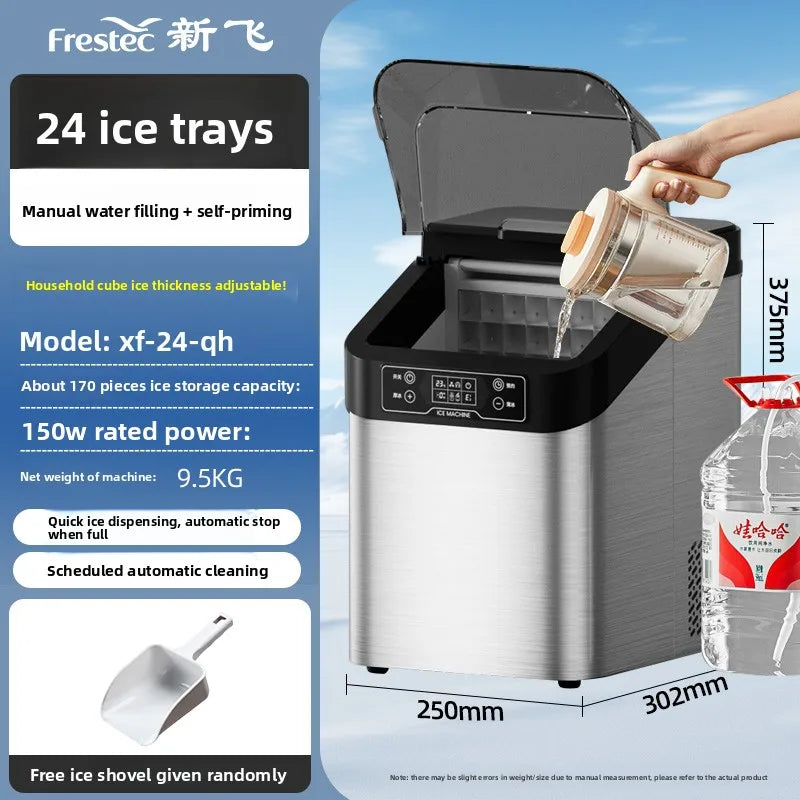 220V Newfly Portable Ice Maker Small Automatic Square Ice Cube Machine for Home Use