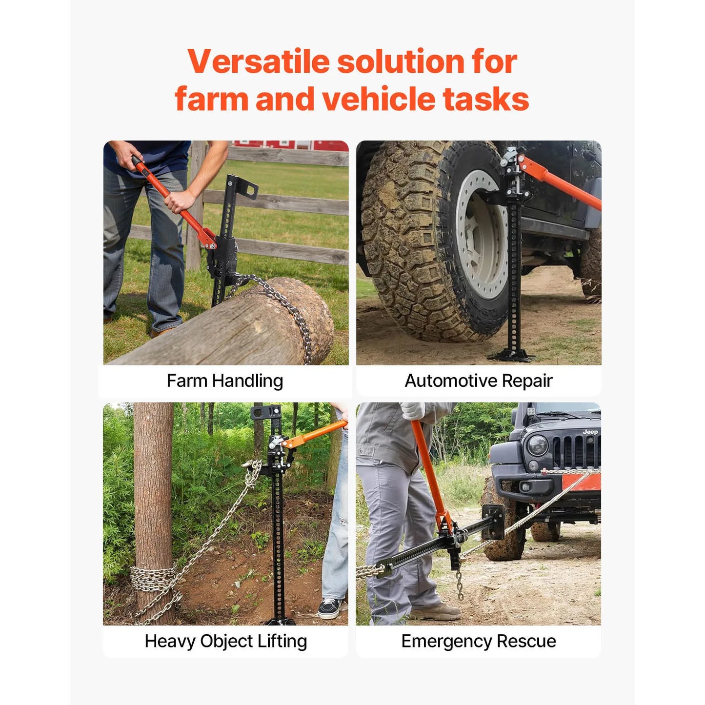 SucceBuy Farm Jack, 34" -60" Utility High Lift Farm Jack, Off Road Utility Jacks, Heavy-Duty Lift Jacks for Tractor, Truck, SUV