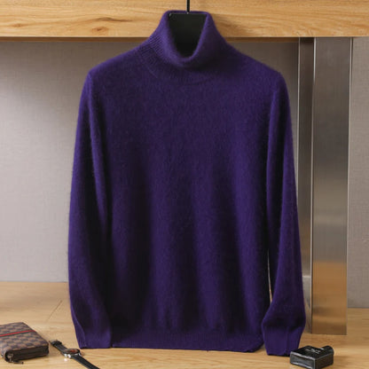 Men's Turtleneck 100% Mink Cashmere Sweater Men 2025 Autumn and Winter Large Size Loose Knitted Sweater Keep Warm Top Men Jumper