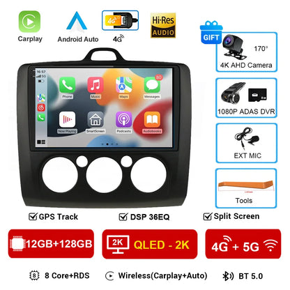 For ford focus 2 Mk2 2004-2008 2009 2010 2011 Android Auto GPS 2din autoradio GPS 2din DVR Android 16 Car Radio 4G+WIFI Carplay