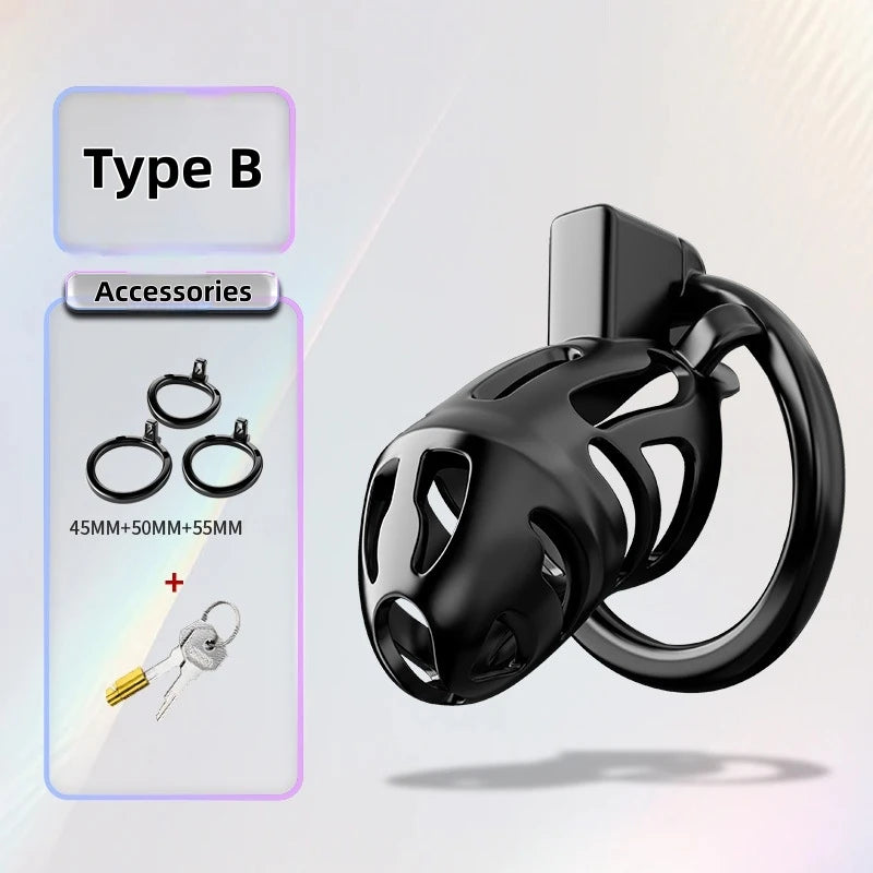 Male Chastity Cage Resin Breathable Design Secure Lock Anti Removal Discreet Device Adjustable Ring Personal Wellness Adult Toy