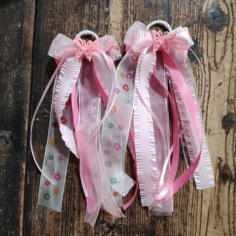 1Pair Fashion Lace Bow Boot Charms Tassel Ribbon DIY Shoe Charms Decor Removable Boot Accessories for Hat Hair Clothing
