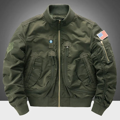 Men's flight jacket - waterproof field coat Fashionable stand up collar outdoor training clothes, streetwear tops, outerwear