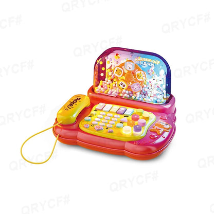 Kids Cartoon Simulation Telephone Toys Piano Keyboard Game Snowfiake Flashing Light Music Story Machine Baby Educational Toy