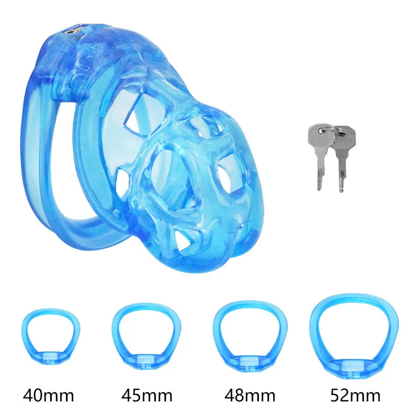 Soft Silicone Chastity Cage Device Anti-Cheating Penis Lock with 4 Size Cock Rings Penis Restraints for Men Discreet Sex Toys