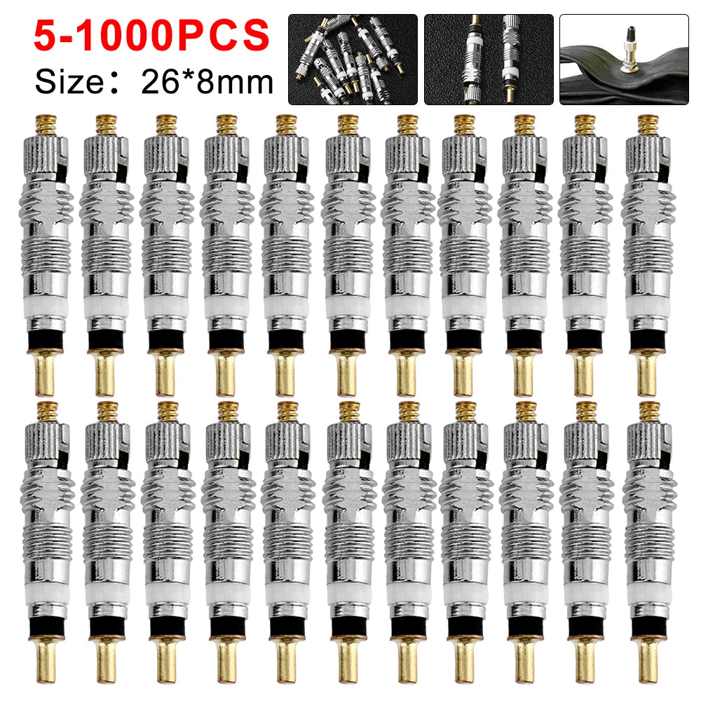 5-1000Pcs Detachable Presta Bicycle Valve Core Replacement Brass CNC FV MTB Road Bike Tire Tubes Service Parts Repair Tools
