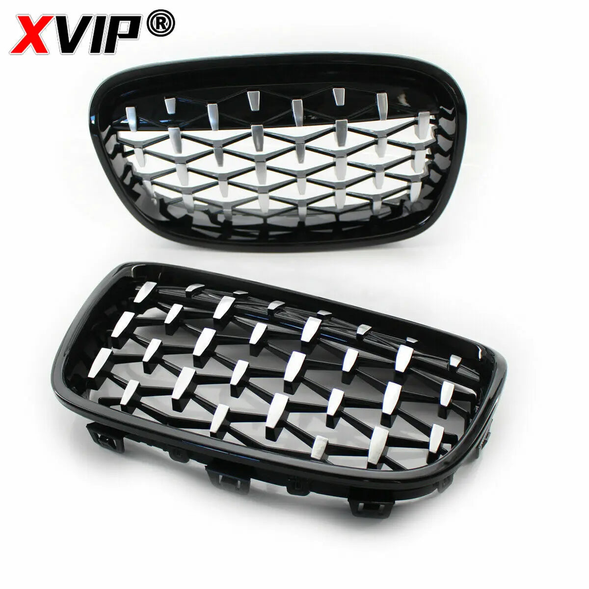 XVIP Car Front Grille Grills Gloss Black for BMW 1 Series F20 m140i 118d F21 2012-2014 Front Diamonds Style Grille Accessories
