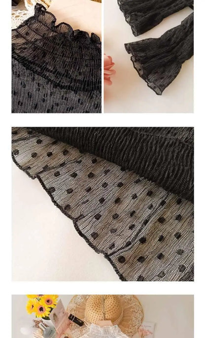 Women's Lace Base Shirt Long Sleeve High Collar Mesh Top 2023 Autumn Fashion Transparent Thin Film Inner Wear Versatile Slim Fit