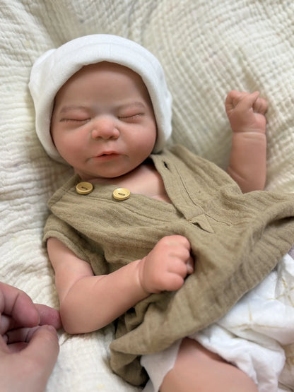 1PC 18-inch Open Mouth Silicone Reborn Doll for 2 Genders Handcrafted Lifelike Hand-painted Details Washable Collectible Toy