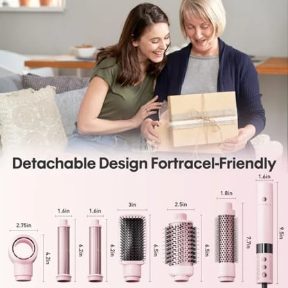 6 in 1 Blow Dryer Brush Set Grey/ Blind Boxes, Powerful Hair Dryer Brush with Auto-Winding Curl L/R, Fast Drying, Smooth Blowou