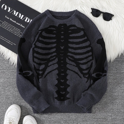 New Popular Autumn and Winter Backbone Jacquard Pattern Pullover Sweater Casual Round Neck Knitted Men's Pullover