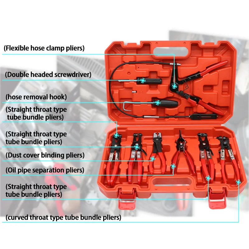 9Pcs General Motors hose snap ring pliers tool set flexible cable clamp removal tool oil seal auto repair tool
