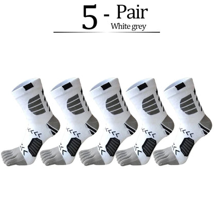5 Pairs Sport Toe Socks Compression Pure Cotton Sweat-Absorbing Colorful Bike Marathon Fitness Outdoor Basketball 5 Finger Socks