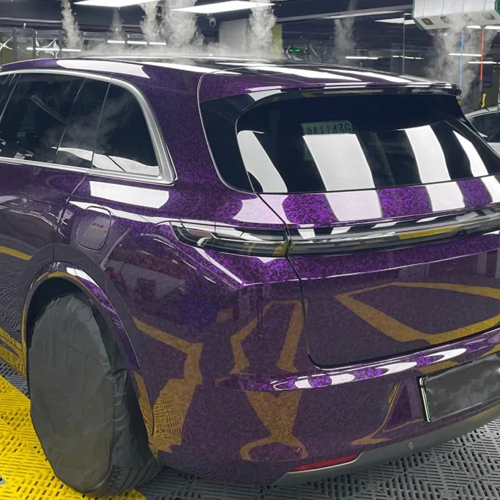 145x200cm Forged Carbon Fiber Purple Car Vinyl Wrap Waterproof Self-Adhesive Film for Hood Roof PPF Vinyl Car Body Covering Film