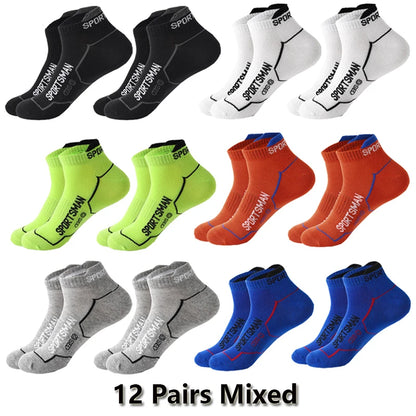 12 Pairs Summer Socks Men's Ankle Running Sports Socks Mesh Breathable Sweat Absorbent and Odor Fitness Low Cut Short Socks Thin