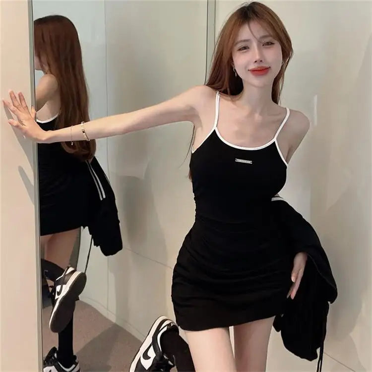 Spicy Girl Set Women's Autumn Fashion High-End Pure Desire Strap Vest  Skirt Hoodie Jacket Two-Piece Set Ladies' Wear